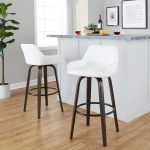 Daniella 30 Contemporary Swivel Barstools Walnut White (Set of 2) 11 Daniella 30 Contemporary Swivel Barstools Walnut White (Set of 2)