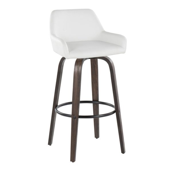 Daniella 30 Contemporary Swivel Barstools Walnut White Set of 2 3