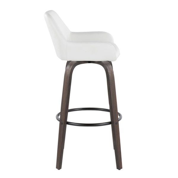 Daniella 30 Contemporary Swivel Barstools Walnut White Set of 2 4