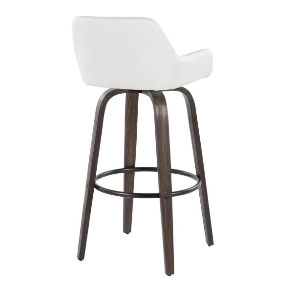 Daniella 30 Contemporary Swivel Barstools Walnut White Set of 2 5