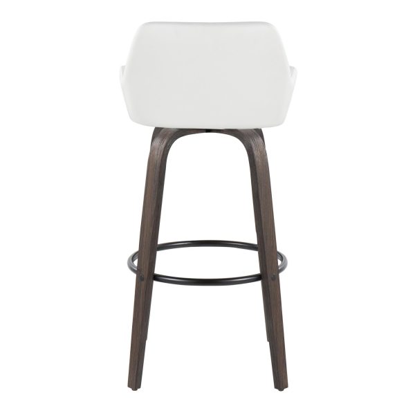 Daniella 30 Contemporary Swivel Barstools Walnut White Set of 2 6