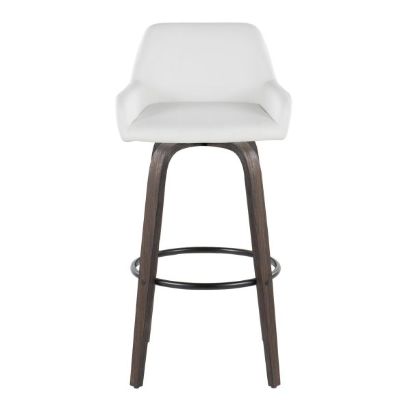 Daniella 30 Contemporary Swivel Barstools Walnut White Set of 2 7