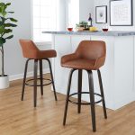 Daniella 30 Contemporary Walnut and Camel Swivel Barstool (Set of 2) 14 Daniella 30 Contemporary Walnut and Camel Swivel Barstool (Set of 2)
