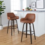 Daniella 30 Contemporary Walnut and Camel Swivel Barstool (Set of 2) 15 Daniella 30 Contemporary Walnut and Camel Swivel Barstool (Set of 2)