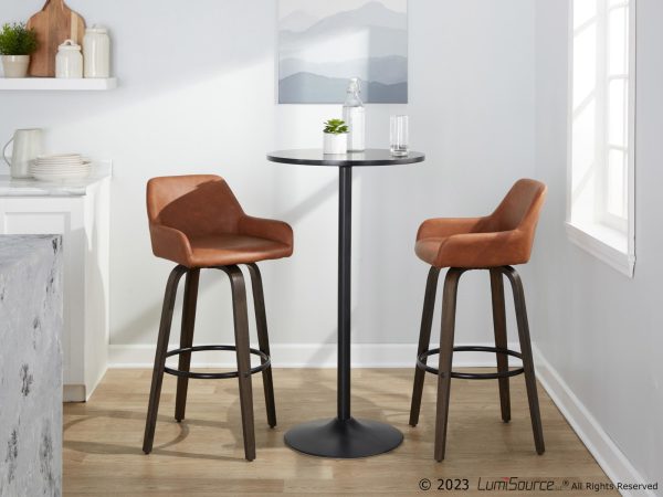 Daniella 30 Contemporary Walnut and Camel Swivel Barstool Set of 2 3