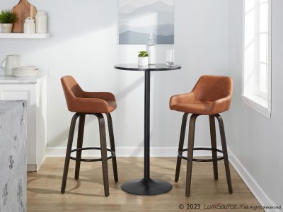 Daniella 30 Contemporary Walnut and Camel Swivel Barstool (Set of 2)