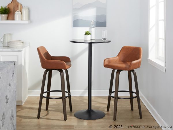 Daniella 30 Contemporary Walnut and Camel Swivel Barstool Set of 2