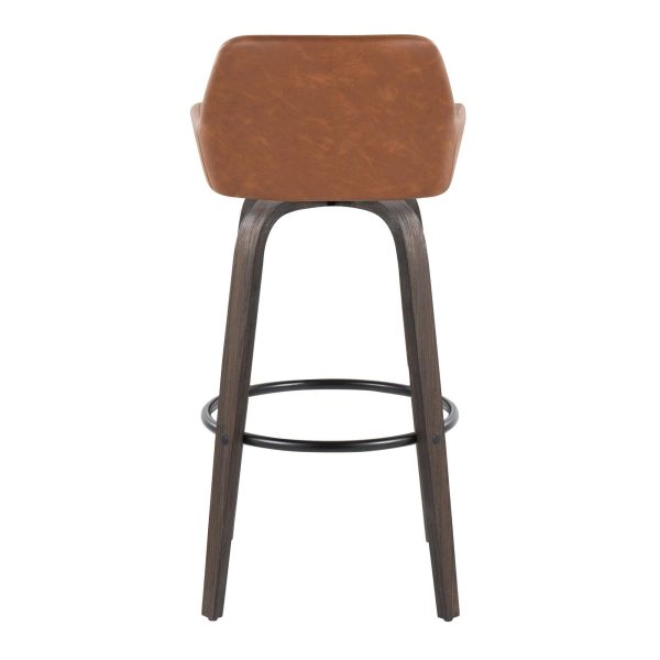 Daniella 30 Contemporary Walnut and Camel Swivel Barstool Set of 2 8