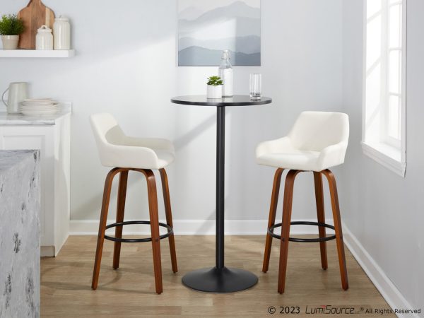 Daniella 30 Contemporary Walnut and Cream Swivel Barstools Set of 2 2