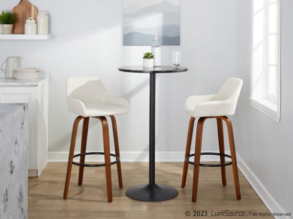 Daniella 30 Contemporary Walnut and Cream Swivel Barstools Set of 2 3
