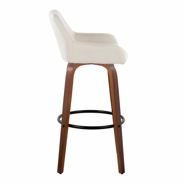 Daniella 30 Contemporary Walnut and Cream Swivel Barstools Set of 2 6