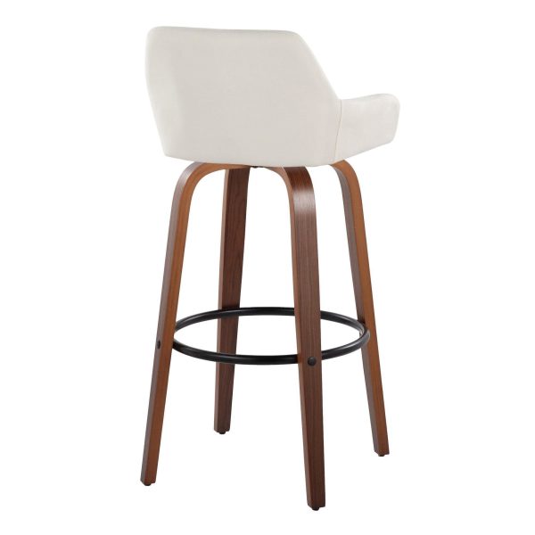 Daniella 30 Contemporary Walnut and Cream Swivel Barstools Set of 2 7