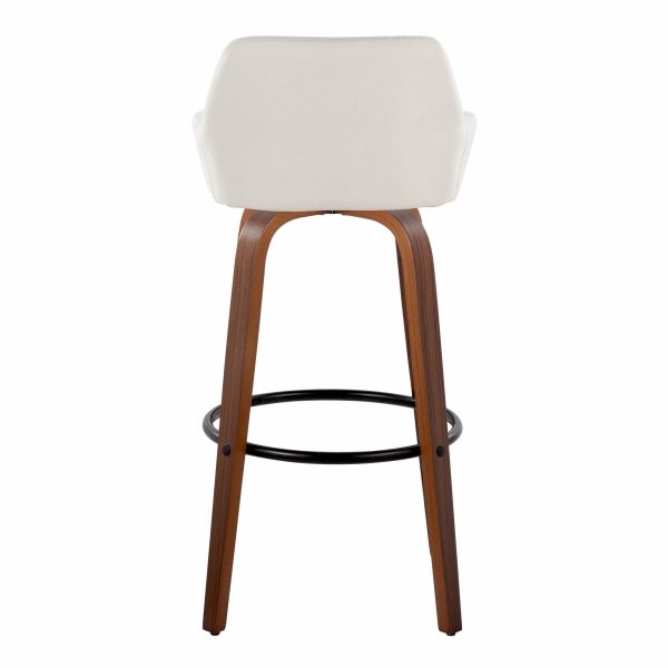 Daniella 30 Contemporary Walnut and Cream Swivel Barstools Set of 2 8