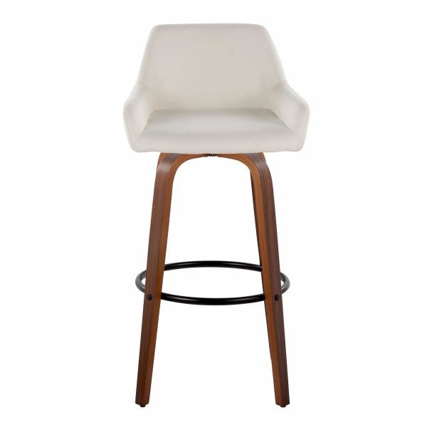Daniella 30 Contemporary Walnut and Cream Swivel Barstools Set of 2 9