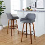 Daniella 30 Contemporary Walnut and Grey Swivel Barstool (Set of 2)