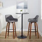 Daniella 30 Contemporary Walnut and Grey Swivel Barstool (Set of 2)
