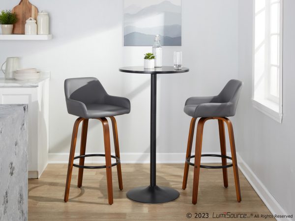 Daniella 30 Contemporary Walnut and Grey Swivel Barstool Set of 2 2