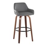Daniella 30 Contemporary Walnut and Grey Swivel Barstool (Set of 2)