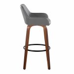 Daniella 30 Contemporary Walnut and Grey Swivel Barstool (Set of 2)