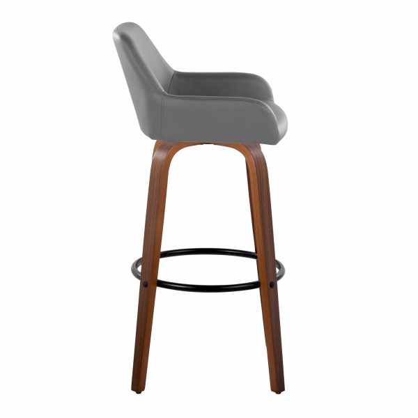 Daniella 30 Contemporary Walnut and Grey Swivel Barstool Set of 2 6