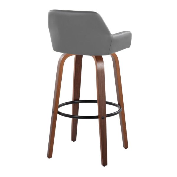 Daniella 30 Contemporary Walnut and Grey Swivel Barstool Set of 2 7