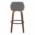 Daniella 30 Contemporary Walnut and Grey Swivel Barstool (Set of 2)