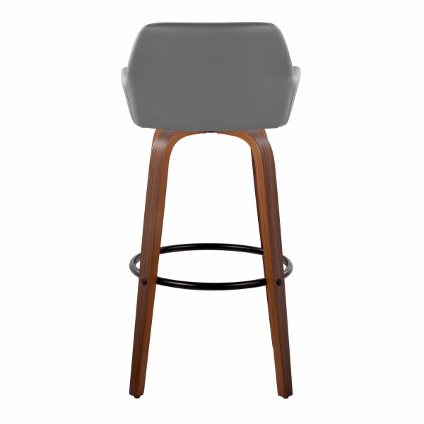 Daniella 30 Contemporary Walnut and Grey Swivel Barstool Set of 2 8