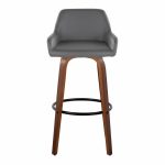Daniella 30 Contemporary Walnut and Grey Swivel Barstool (Set of 2)