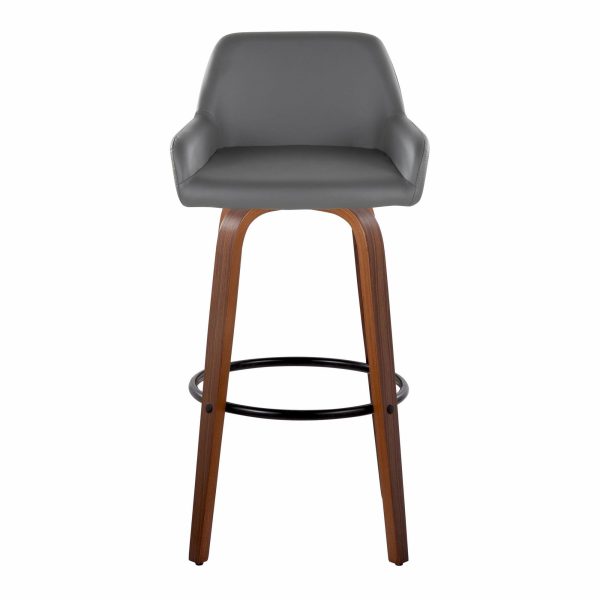 Daniella 30 Contemporary Walnut and Grey Swivel Barstool Set of 2 9
