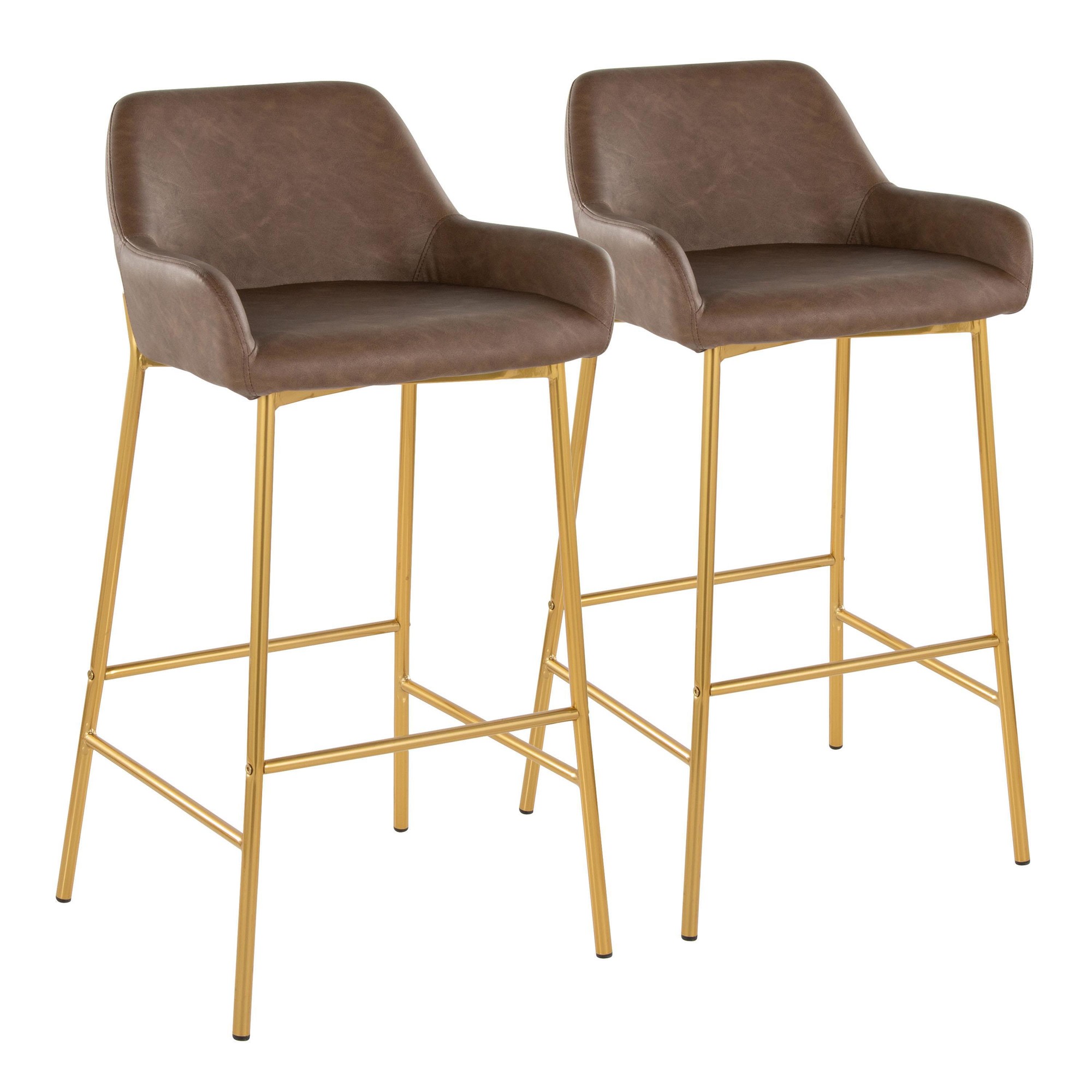 Daniella 30 Gold Espresso Contemporary Barstools (Set of 2) 2 Daniella 30 Gold Espresso Contemporary Barstools (Set of 2) - Image 2
