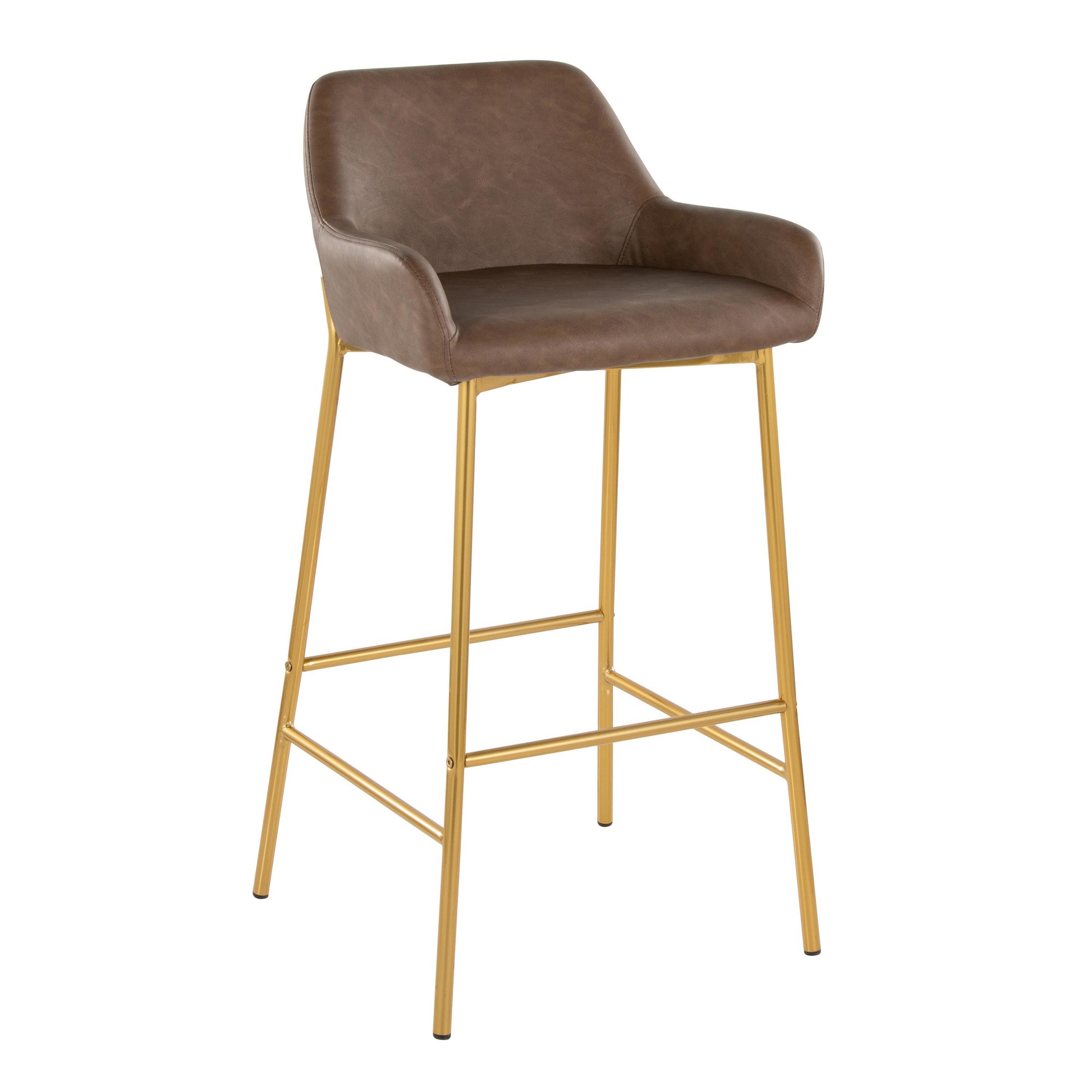 Daniella 30 Gold Espresso Contemporary Barstools (Set of 2) 3 Daniella 30 Gold Espresso Contemporary Barstools (Set of 2) - Image 3