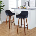 Daniella 30 Walnut Black Velvet Contemporary Barstools (Set of 2) 15 Daniella 30 Walnut Black Velvet Contemporary Barstools (Set of 2)