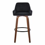 Daniella 30 Walnut Black Velvet Contemporary Barstools (Set of 2) 24 Daniella 30 Walnut Black Velvet Contemporary Barstools (Set of 2)