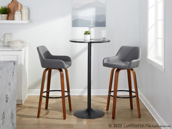 Daniella 30 Walnut Black Velvet Contemporary Barstools Set of 2 2