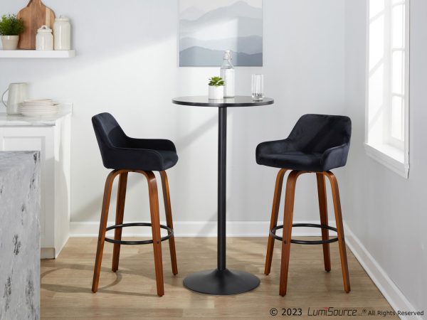 Daniella 30 Walnut Black Velvet Contemporary Barstools Set of 2 4