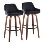 Daniella 30 Walnut Black Velvet Contemporary Barstools (Set of 2) 19 Daniella 30 Walnut Black Velvet Contemporary Barstools (Set of 2)