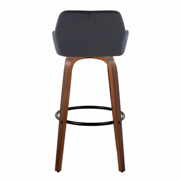 Daniella 30 Walnut Black Velvet Contemporary Barstools Set of 2 9
