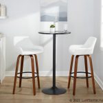 Daniella 30 Walnut Contemporary Swivel Barstool, White Faux Leather (Set of 2)