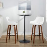 Daniella 30 Walnut Contemporary Swivel Barstool, White Faux Leather (Set of 2)