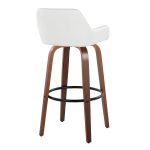 Daniella 30 Walnut Contemporary Swivel Barstool, White Faux Leather (Set of 2)