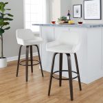 Daniella 30 Walnut White Velvet Contemporary Swivel Barstool (Set of 2) 14 Daniella 30 Walnut White Velvet Contemporary Swivel Barstool (Set of 2)