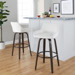 Daniella 30 Walnut White Velvet Contemporary Swivel Barstool (Set of 2) 13 Daniella 30 Walnut White Velvet Contemporary Swivel Barstool (Set of 2)