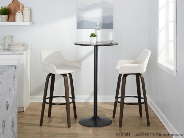 Daniella 30 Walnut White Velvet Contemporary Swivel Barstool Set of 2 2