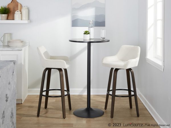 Daniella 30 Walnut White Velvet Contemporary Swivel Barstool Set of 2 3
