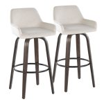 Daniella 30 Walnut White Velvet Contemporary Swivel Barstool (Set of 2) 17 Daniella 30 Walnut White Velvet Contemporary Swivel Barstool (Set of 2)