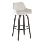 Daniella 30 Walnut White Velvet Contemporary Swivel Barstool (Set of 2) 18 Daniella 30 Walnut White Velvet Contemporary Swivel Barstool (Set of 2)