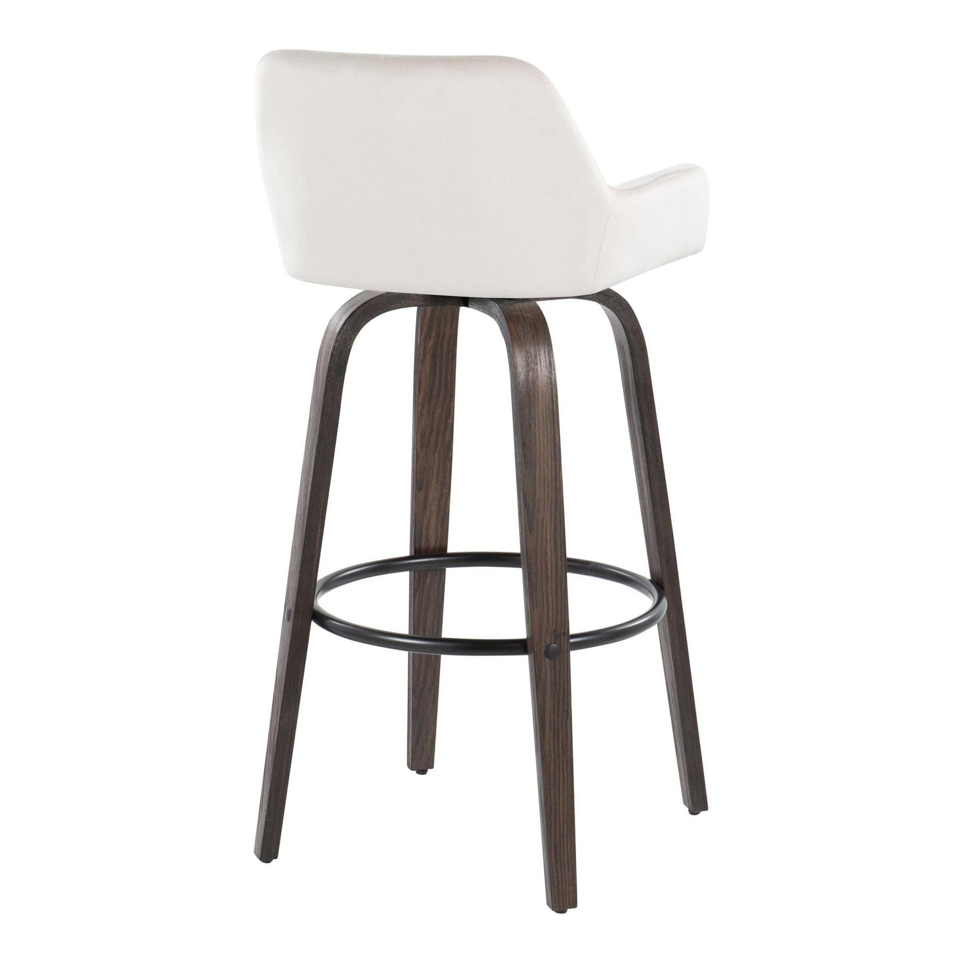 Daniella 30 Walnut White Velvet Contemporary Swivel Barstool (Set of 2) 8 Daniella 30 Walnut White Velvet Contemporary Swivel Barstool (Set of 2) - Image 8