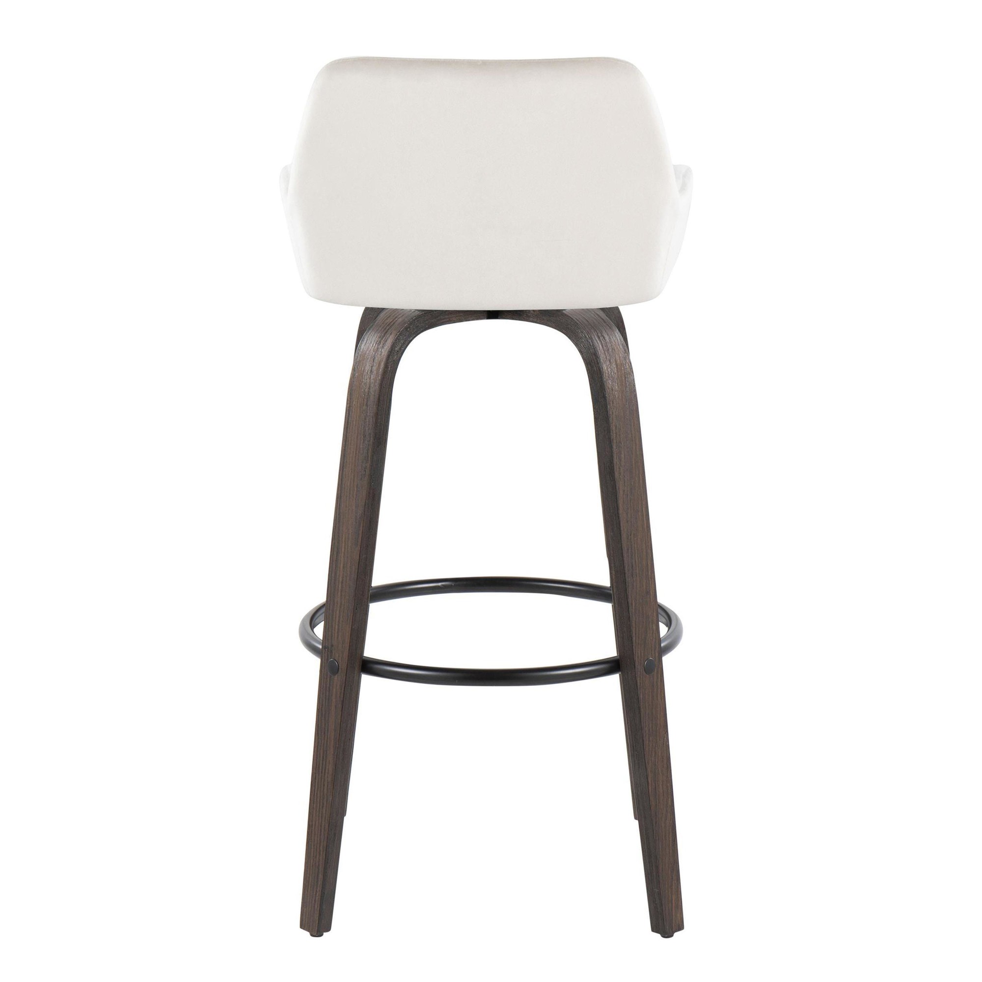 Daniella 30 Walnut White Velvet Contemporary Swivel Barstool (Set of 2) 9 Daniella 30 Walnut White Velvet Contemporary Swivel Barstool (Set of 2) - Image 9