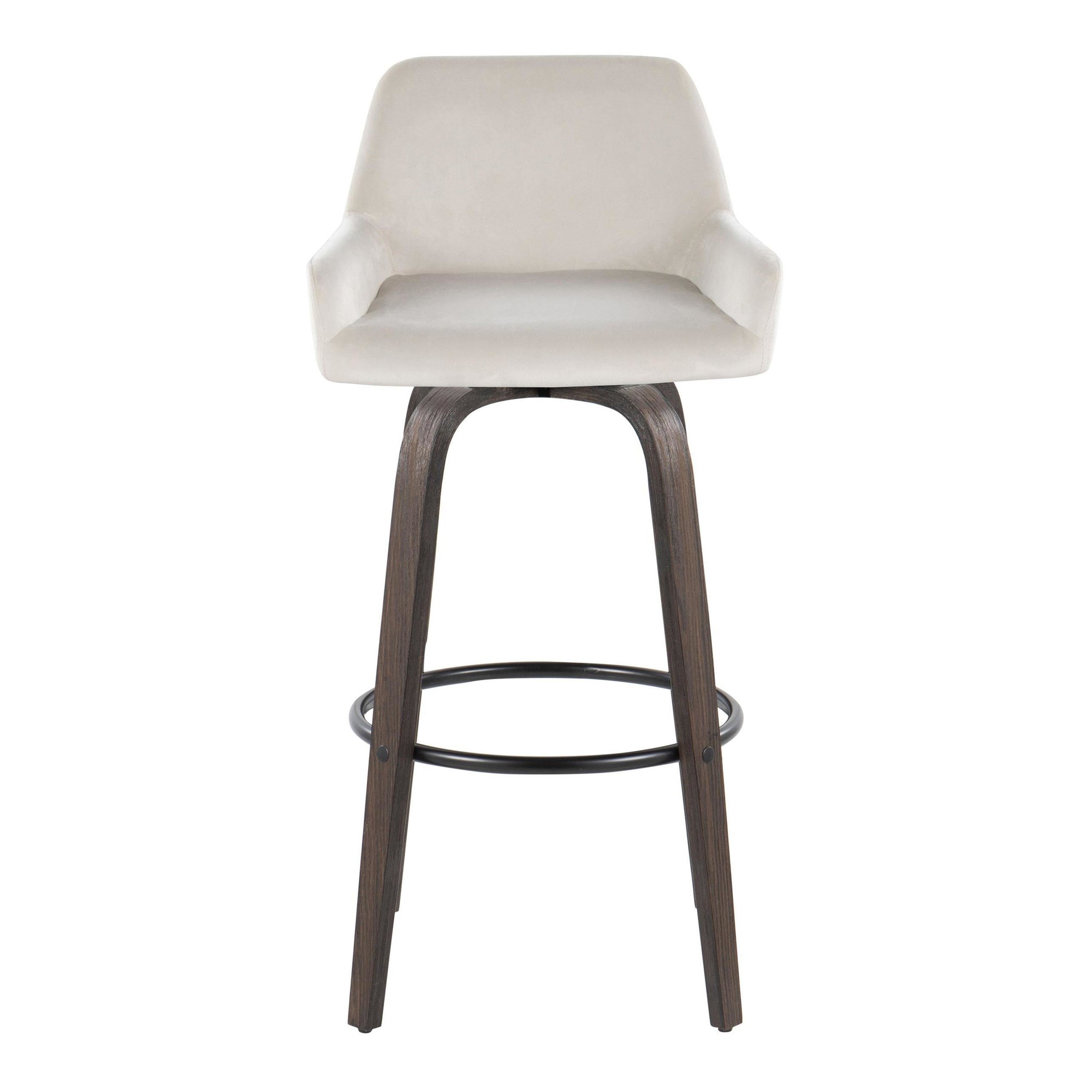 Daniella 30 Walnut White Velvet Contemporary Swivel Barstool (Set of 2) 10 Daniella 30 Walnut White Velvet Contemporary Swivel Barstool (Set of 2) - Image 10
