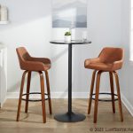 Daniella 30 Walnut and Camel Contemporary Swivel Barstool (Set of 2)